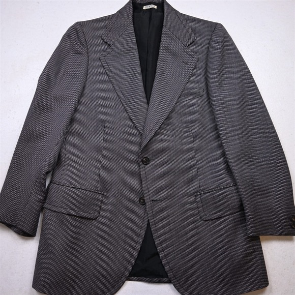 Vtg 70s Brioni 38S Brown Woven 100% Wool Mens Blazer Suit Jacket Sport Coat